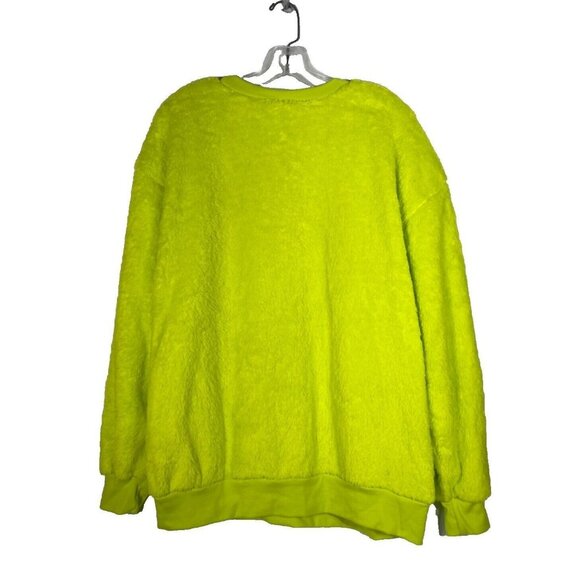 The Grinch Womens Fleece Woobie Sweatshirt Plush Fleece Large Neon Green - Picture 3 of 7